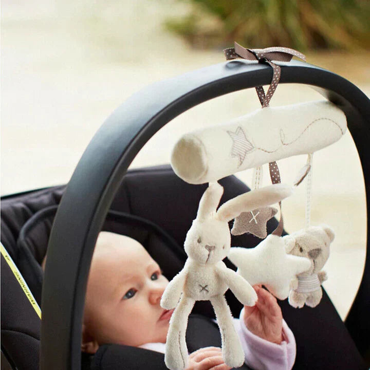 Plush Baby Mobile for Prams and Car Seats – 3 Hanging Toys