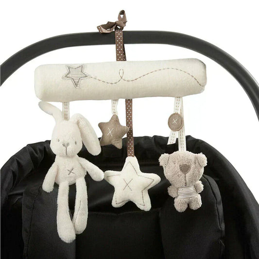 Plush Baby Mobile for Prams and Car Seats – 3 Hanging Toys