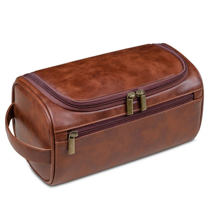 Sorolly – Men’s PU Leather Toiletry Bag with Hanging Hook and Water-Resistant Design