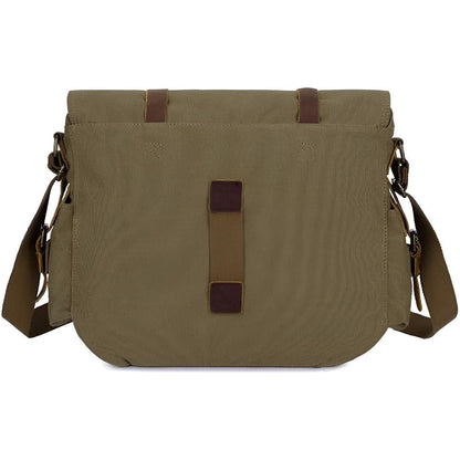 Sorolly – Men’s Vintage Canvas Messenger Bag with PU Leather Accents