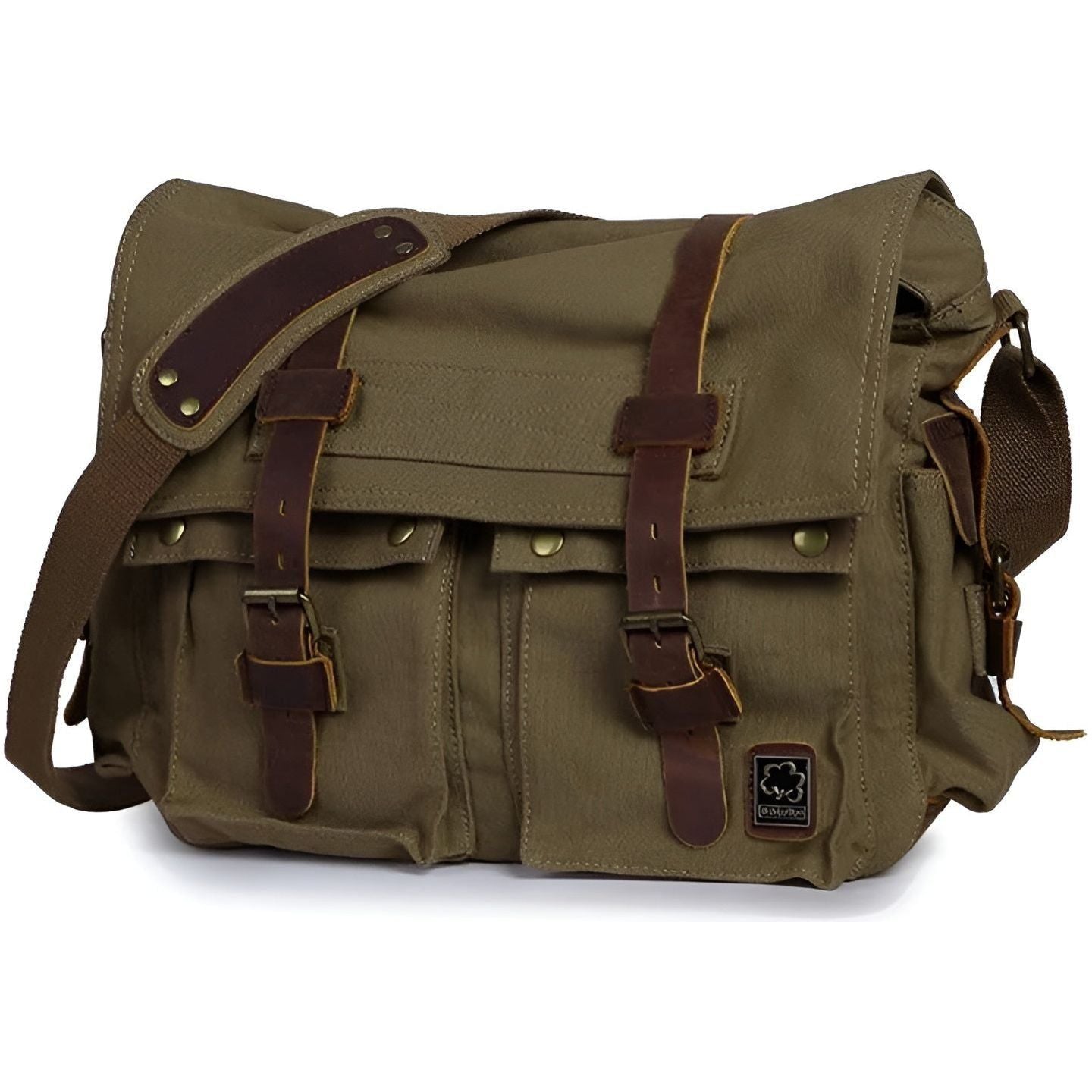 Sorolly – Men’s Vintage Canvas Messenger Bag with PU Leather Accents