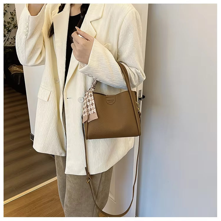 Sorolly - Women’s Lychee Texture PU Leather Crossbody Handbag