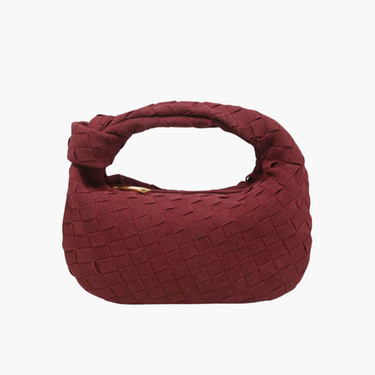 Sorolly – Women’s Mini Vegan Suede Shoulder Bag with Woven Knot Design