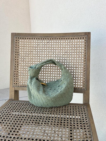 Sorolly – Women’s Mini Vegan Suede Shoulder Bag with Woven Knot Design