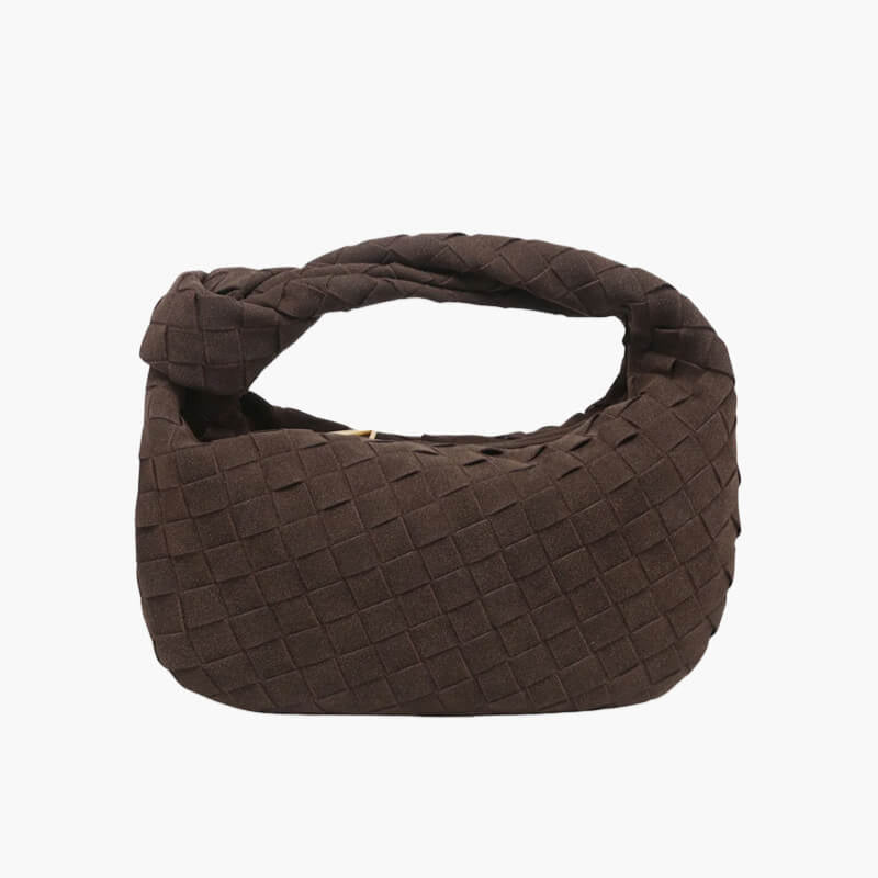 Sorolly – Women’s Mini Vegan Suede Shoulder Bag with Woven Knot Design