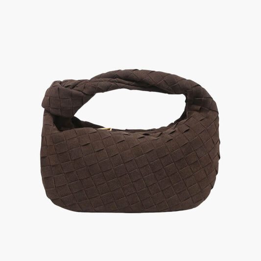 Sorolly – Women’s Mini Vegan Suede Shoulder Bag with Woven Knot Design